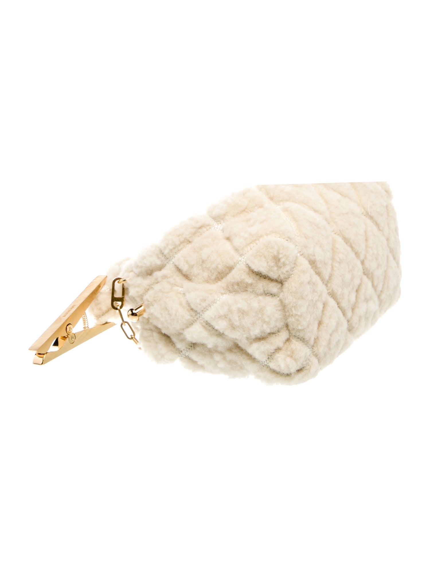 Burberry Shearling Micro Peg Purse - - Leather - Beige Brown Micro